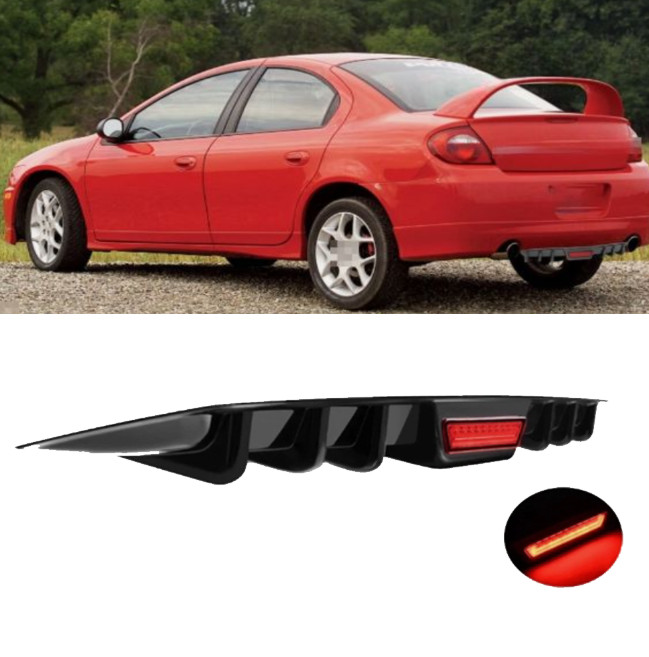 For Dodge Neon Black Rear Bumper Diffuser Body Kit w/ LED Brake Tail Light