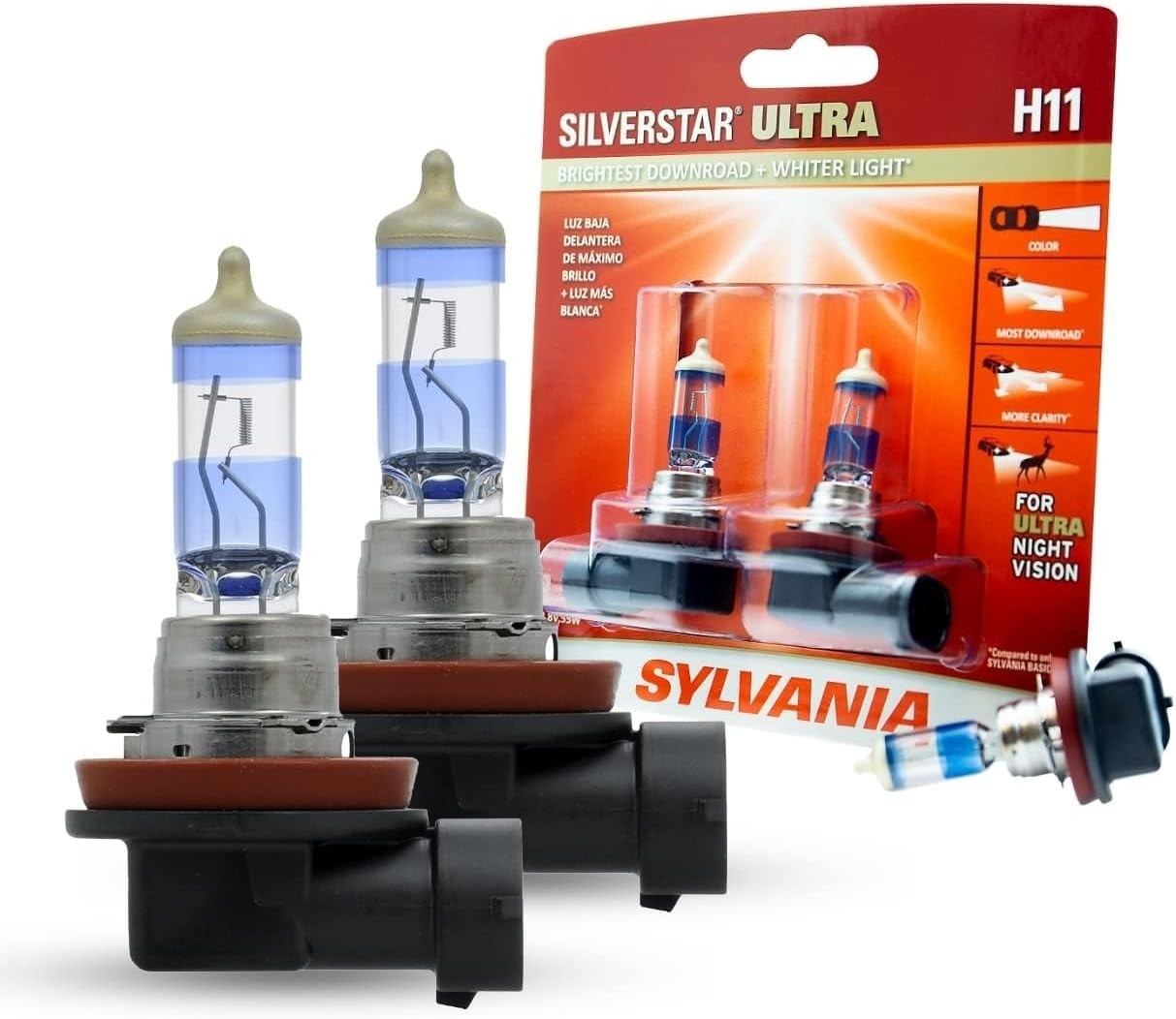 Sylvania Silverstar ULTRA H11 Pair Set High Performance Headlight 2 Bulbs NEW