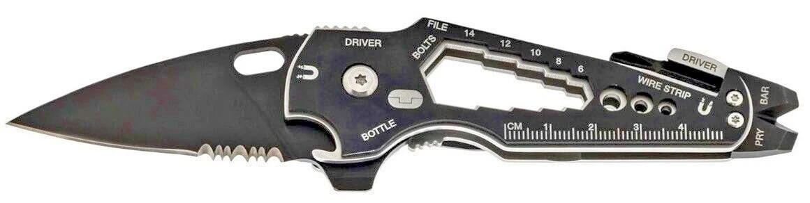 True Utility SmartKnife+ 15-in-1 Black Oxidized Pocket Knife & Multi-Tool TU6869
