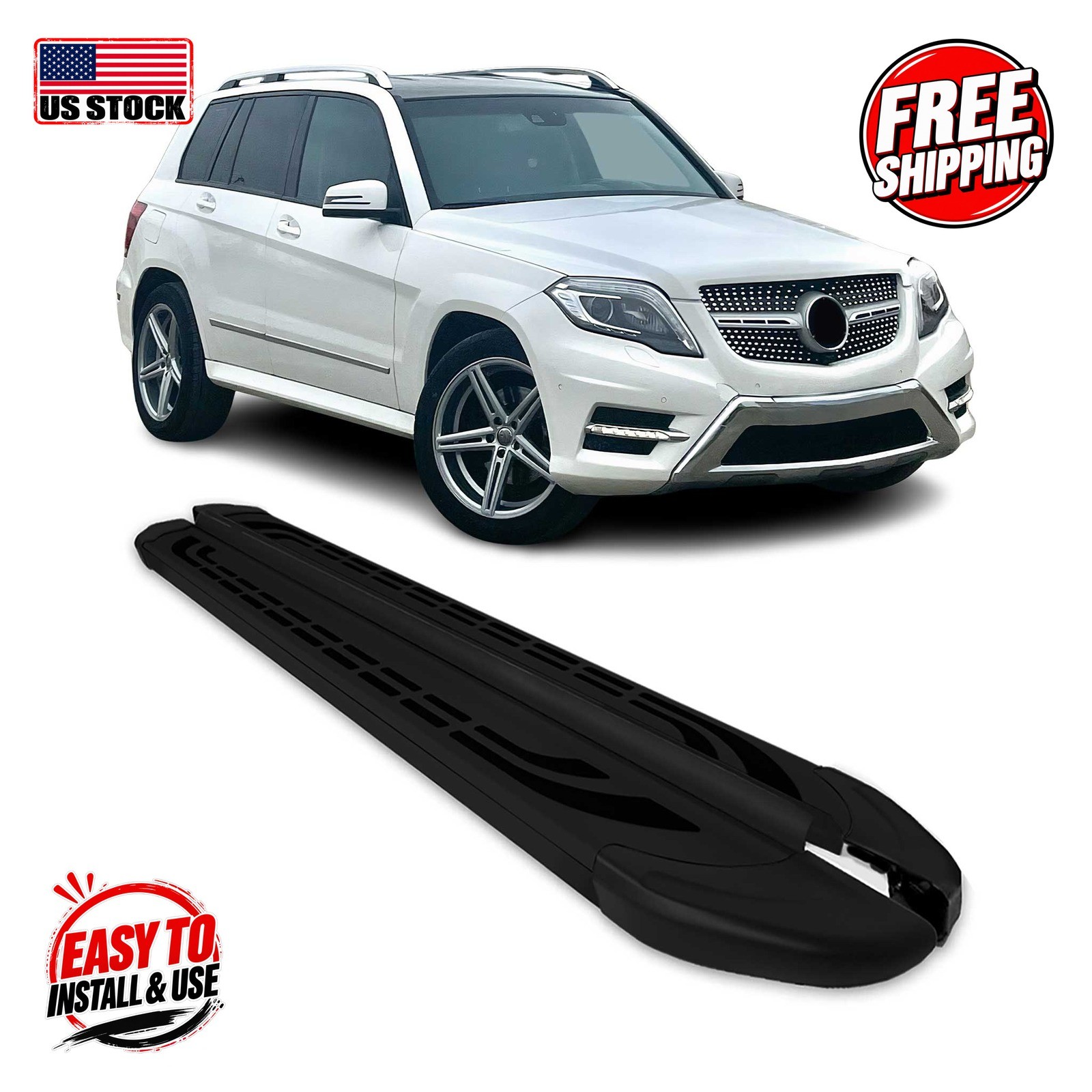 MERCEDES GLK X204 2008-2015 Side Steps Black FABA Aluminium (193) 2Pcs