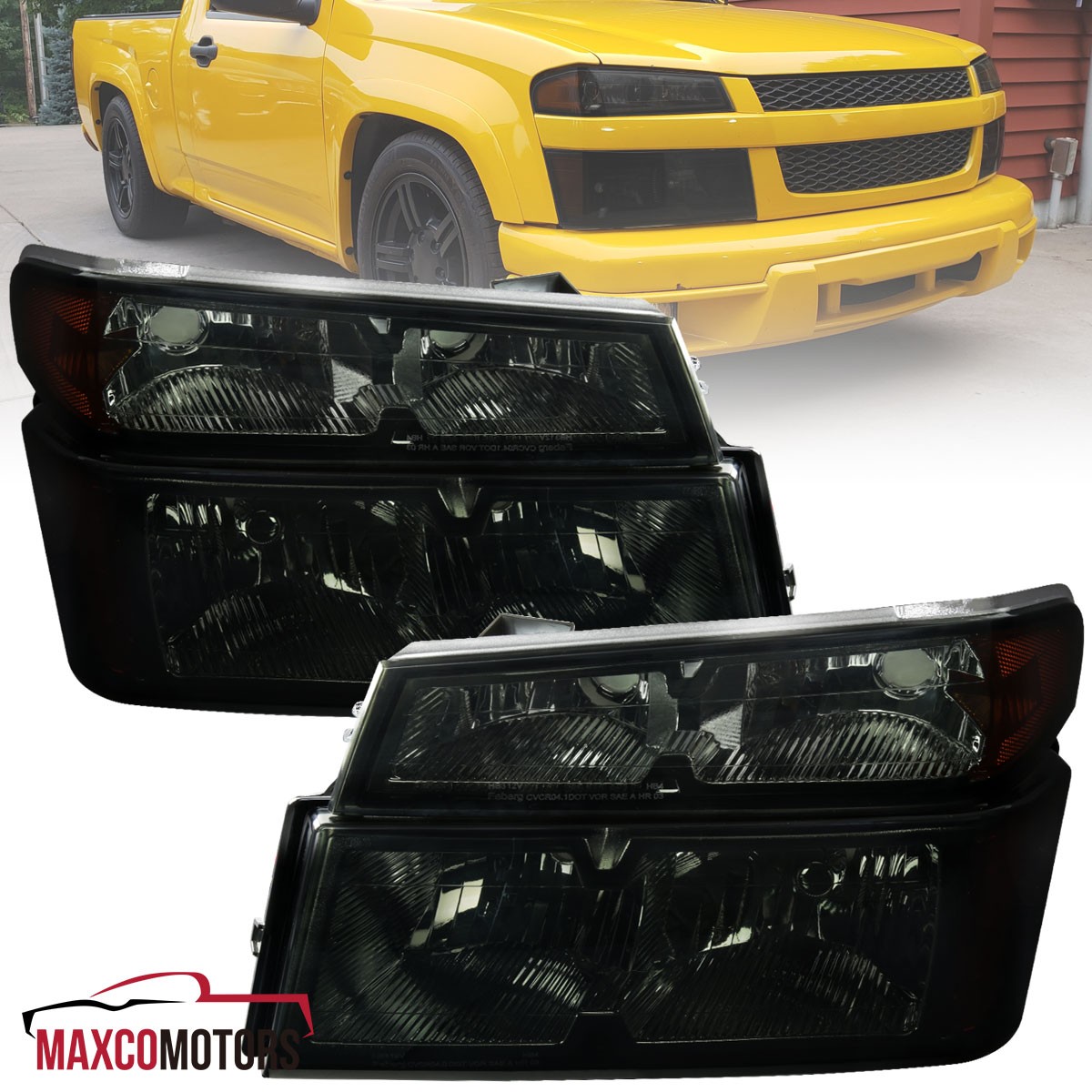 Smoke Headlights+Bumper Corner Lamp Fits 2004-2012 Chevy Colorado GMC Canyon 4PC