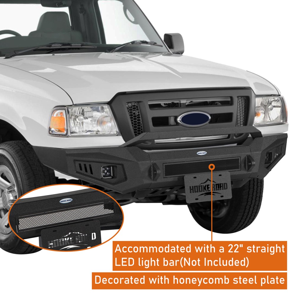 Fit 1998-2011 Ford Ranger Fleetside Front & Rear Bumper w/ Light Textured Steel