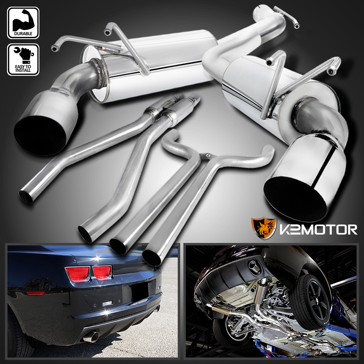 Fits 2010-2015 Chevy Camaro 3.6L V6 Stainless Dual Muffler Catback Exhaust