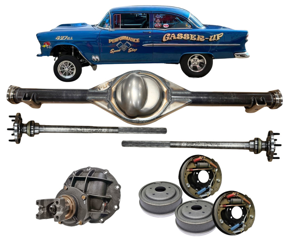 1955-1957 Tri-Five Chevy 9 INCH REAR END KIT Trac-Loc COMPLETE WITH DRUM BRAKES