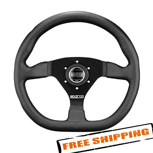 Sparco 015TRGL1TUV 3-Spoke L360 Series Black Leather D-Shape Steering Wheel