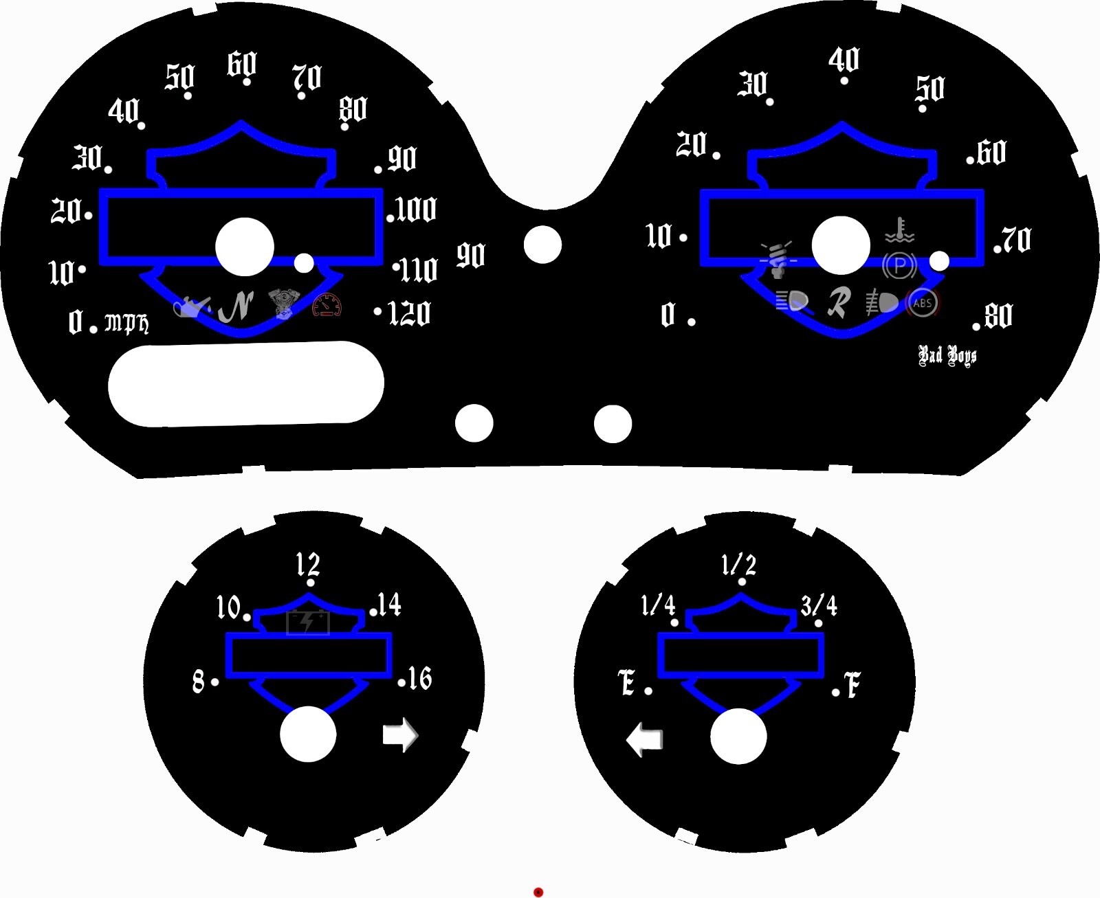 Harley Davidson Custom Speedometer Faceplate  Fit CVO 2014- Newer HD Blue Logo