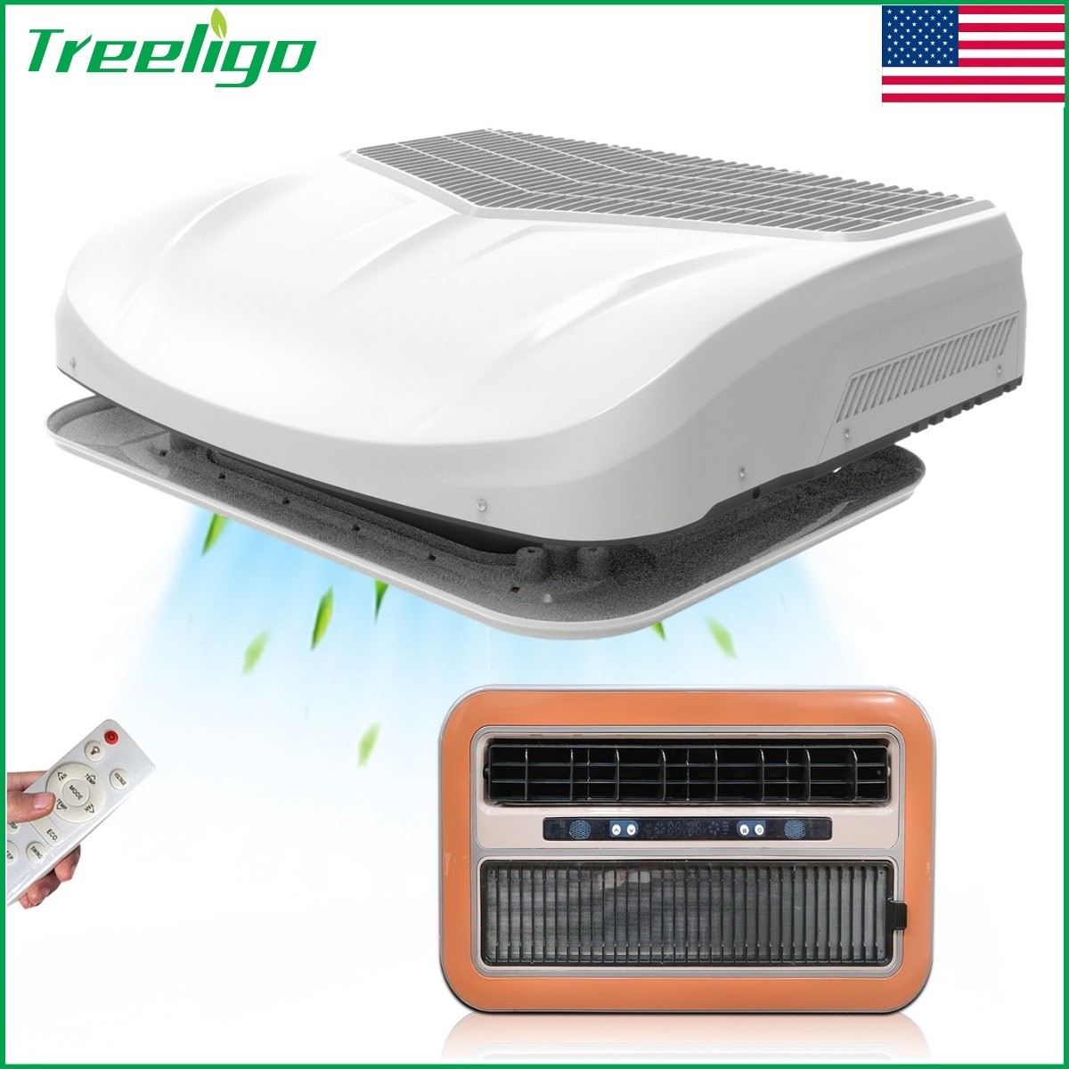 12V Rooftop Air Conditioner Non-Duct AC Unit 10000BTU For RV Trailer Semi Trucks
