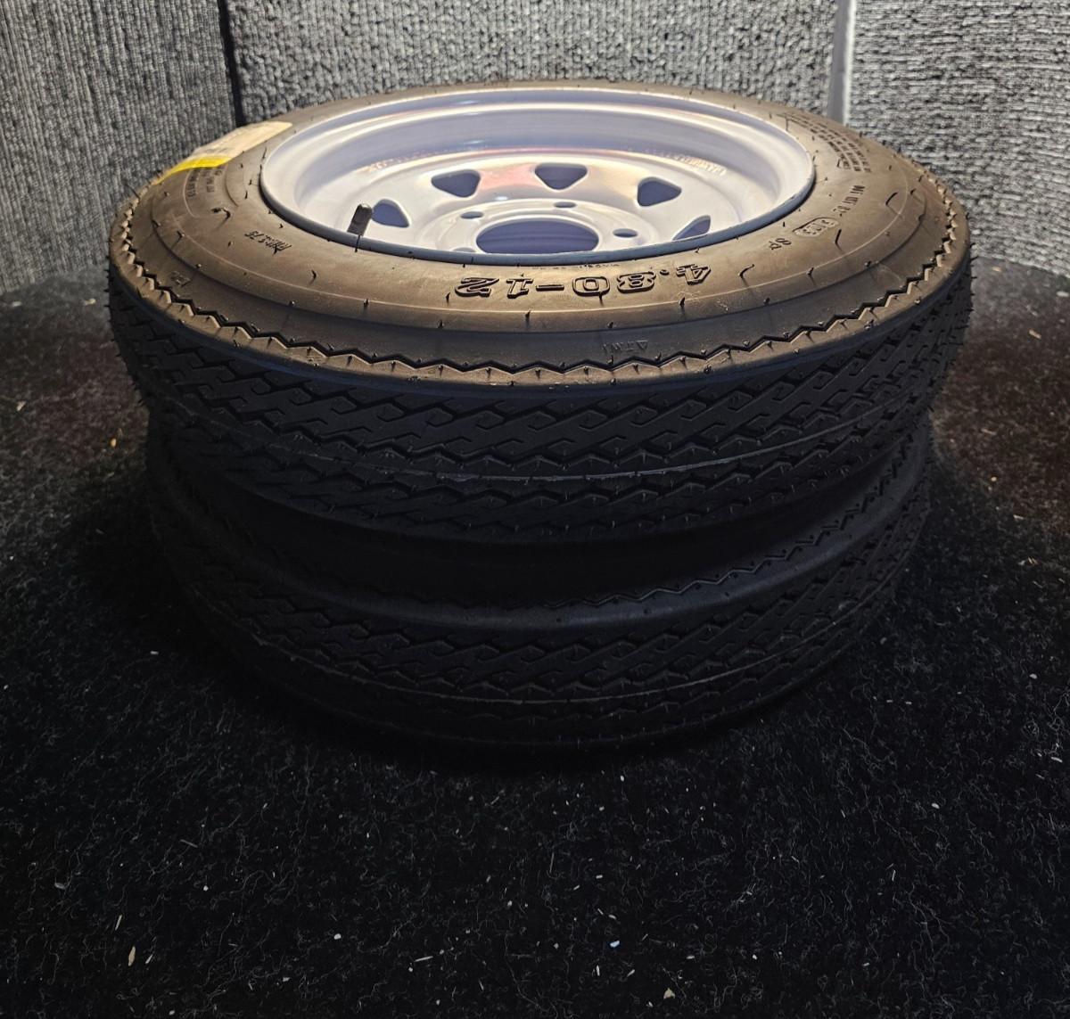 (QTY 2) Hi-Run 4.80-12 Trailer Tubeless Tire & Wheel Load Range C 6 Ply 80M SU02