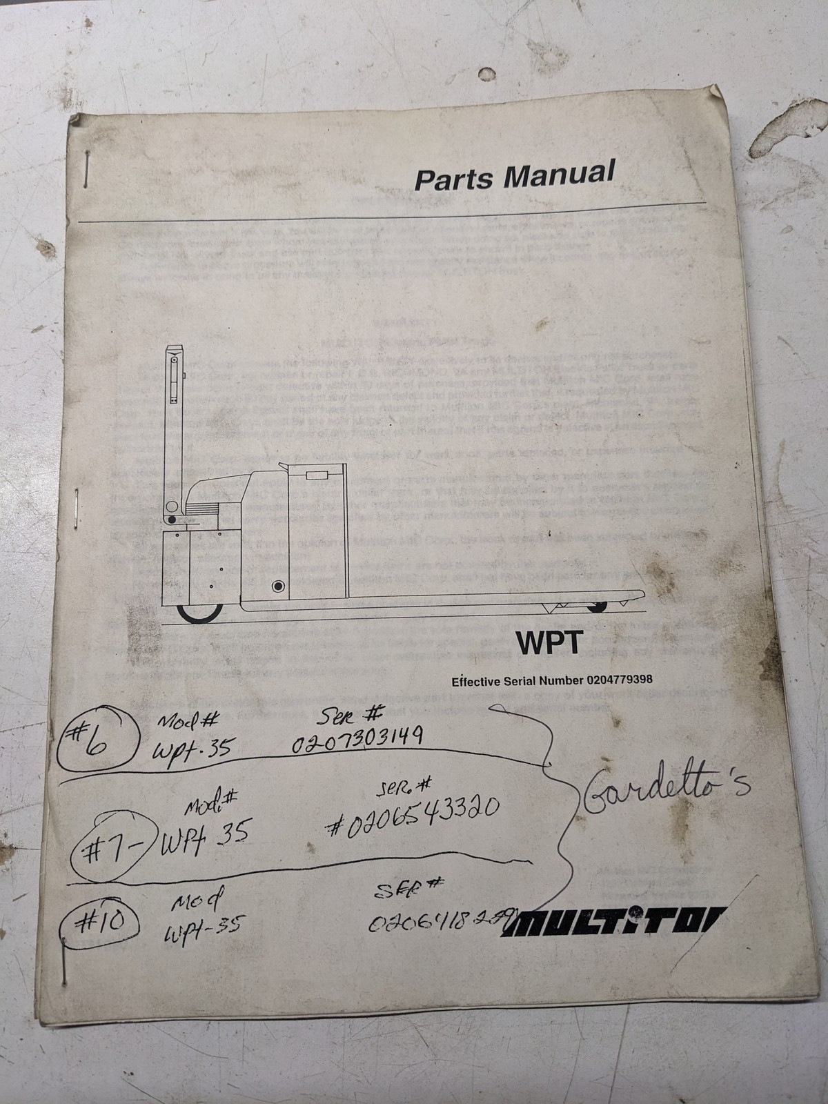 MULTITON FORK LIFT TRUCK WPT PARTS LIST BOOK MANUAL CATALOG MULTITON FORK LIFT TRUCK WPT PARTS LIST BOOK MANUAL CATALOG