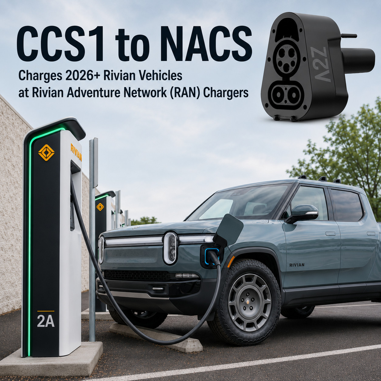 Combo CCS1 DC Adapter for 2026 Rivian R1S/R1T/R2 - A2Z EV - 250 Kw Fast Charging Combo CCS1 DC Adapter for 2026 Rivian R1S/R1T/R2 - A2Z EV - 250 Kw Fast Charging
