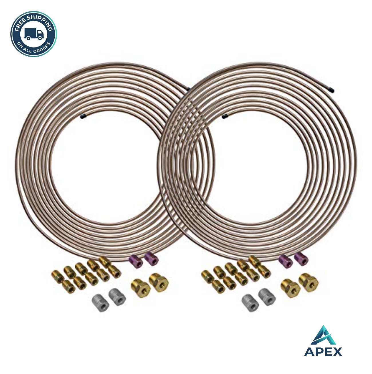 Copper Nickel Brake Line Tubing Coil Kit 3/16 Inch 25 Ft Fittings Easy Bend