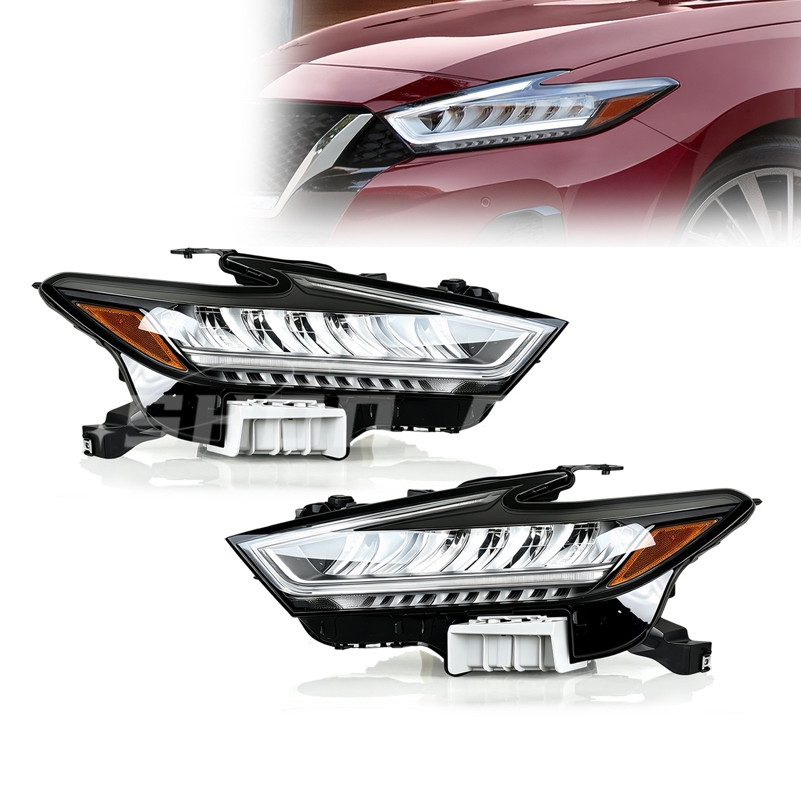 Optional For 2019 2020 2021 Nissan Maxima LED Headlight Driver/Passenger Chrome