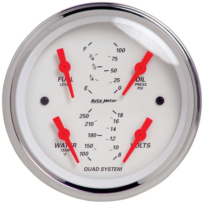 AutoMeter Arctic White Fits 3-3/8in Quad Gauge 100 PSI/100-250 Deg F / 8-18V /