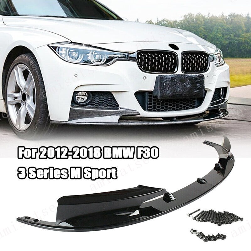 Front Bumper Spoiler Lip for BMW 3 Series F30 328i 335i M Sport Black 2012-2018