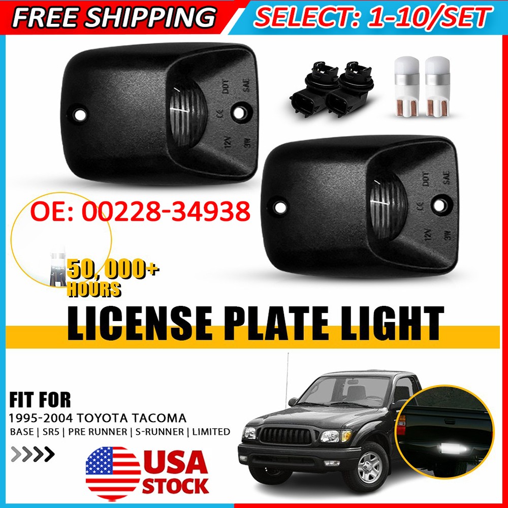2-20x License Plate Light Housing W/Sockets & T10 Bulb Fit 95-2004 Toyota Tacoma