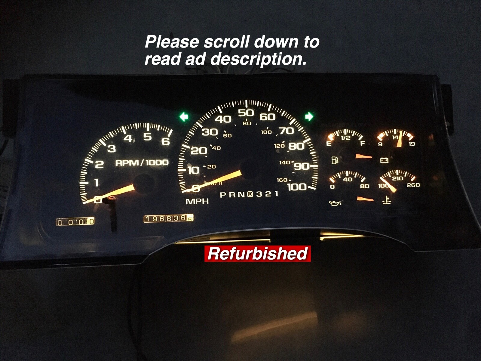 1995-1999  Chevy Tahoe , Suburban ,Yukon Speedometer cluster .REFURBISHED MOTORS