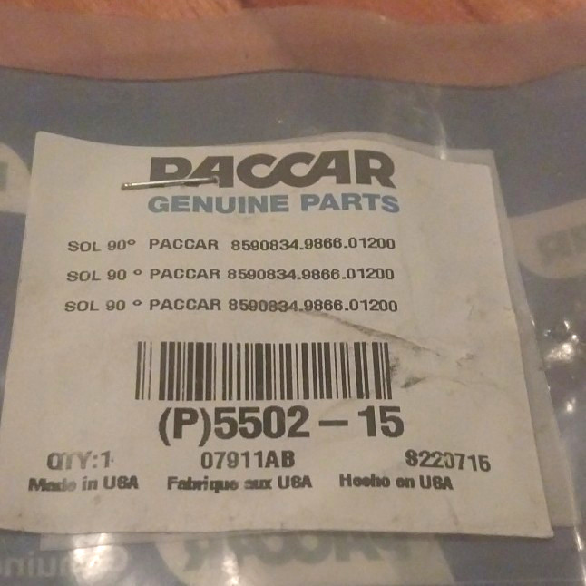 Genuine PACCAR OEM 2-Way DEF Heater Control / Coolant Solenoid Valve