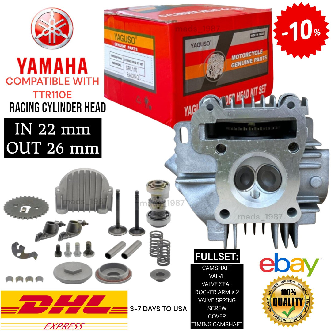 Yaguso Performance Cylinder Head Yamaha TTR110 22mm IN 26mm EX Big Valve Head