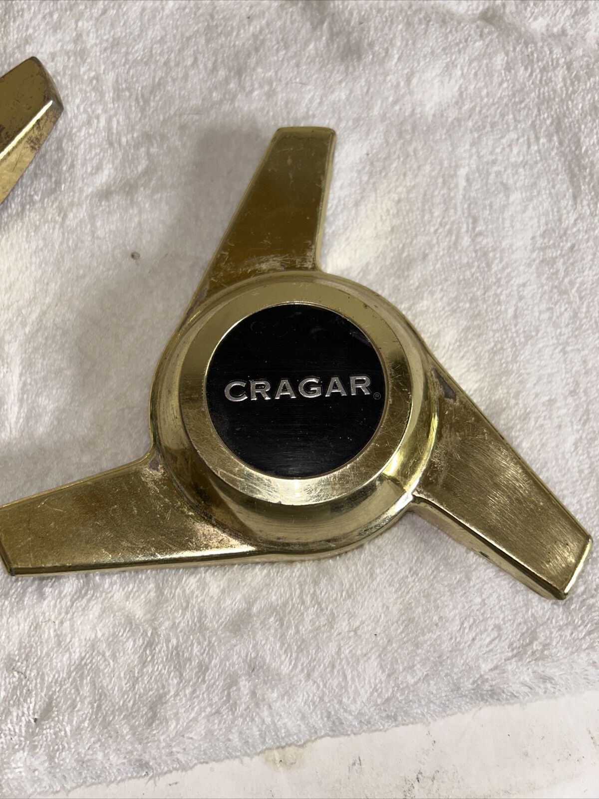 RARE VINTAGE EARLY CRAGAR GOLD CENTER LOT OF 3 CAPS SPINNERS KNOCKOFF GENUINE