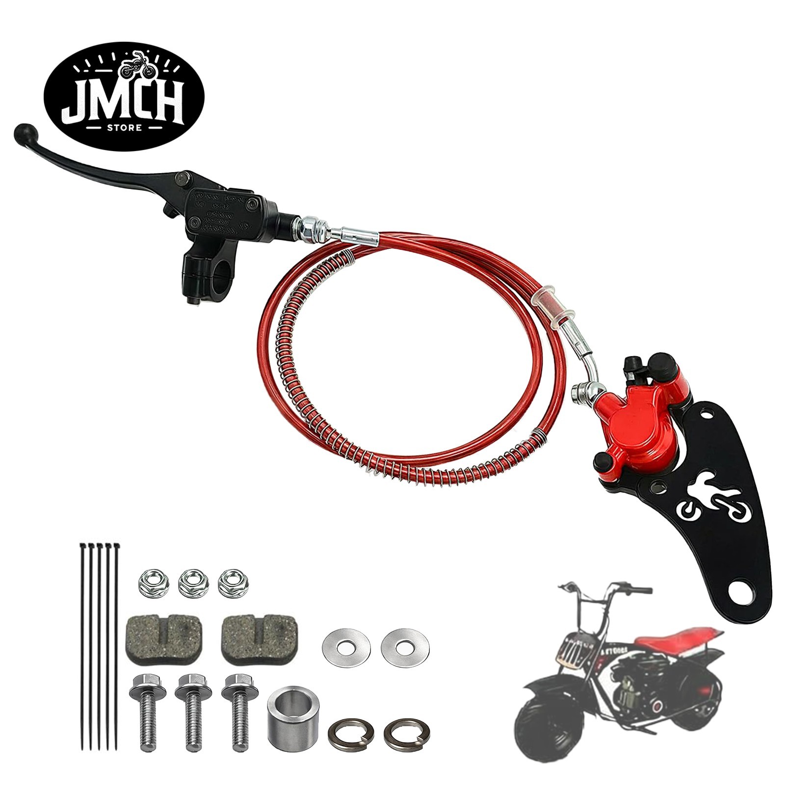 Rear Hydraulic Brake Caliper Bracket Kit for 97cc 98cc Motovox Coleman MBX10