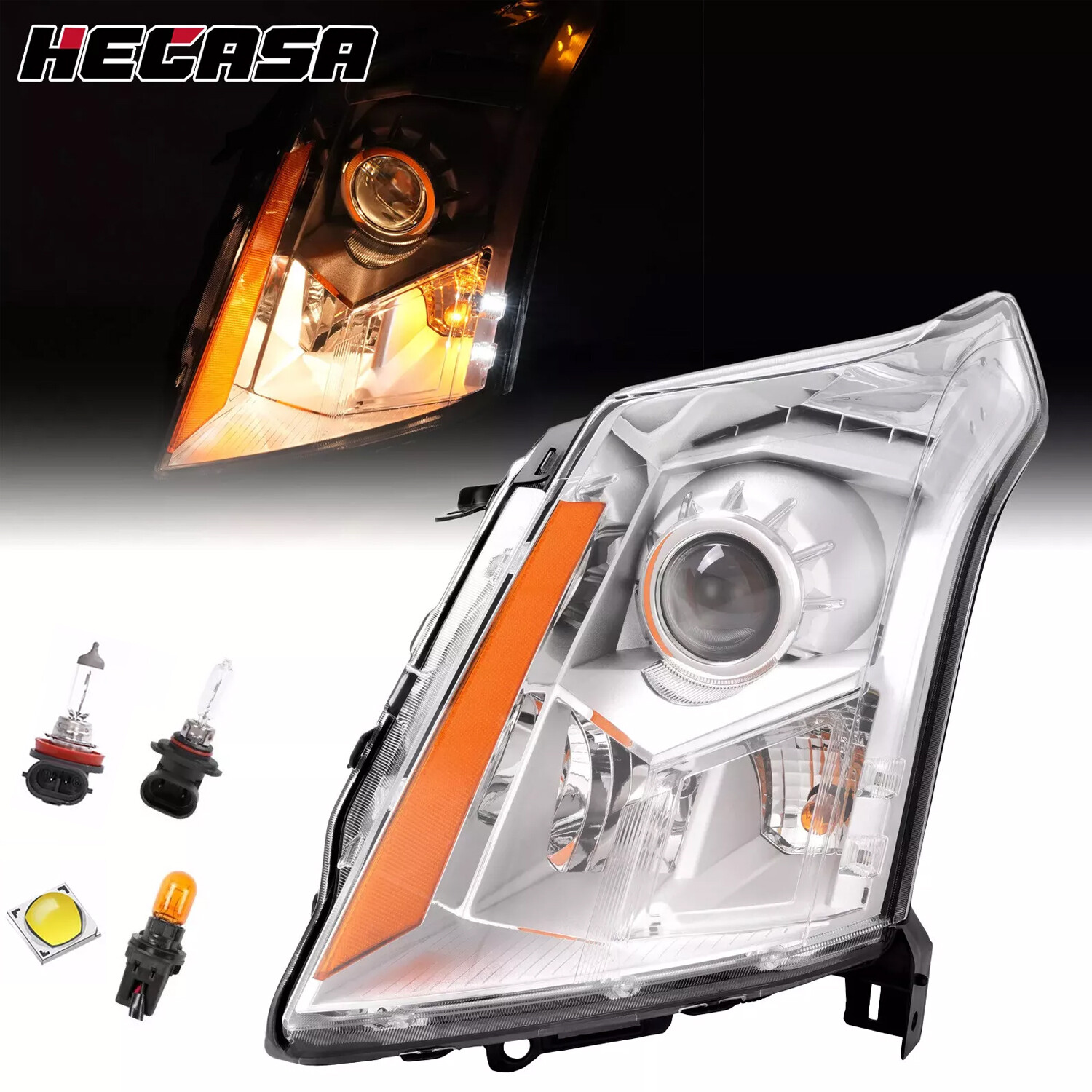 HECASA Left Driver Side Projector Headlight For Cadillac SRX 2010-2016 LH Clear HECASA Left Driver Side Projector Headlight For Cadillac SRX 2010-2016 LH Clear