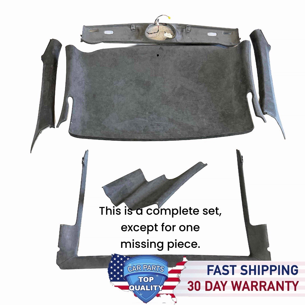 03-12 R230 MERCEDES SL55 SL550 SL500 SL600 HEADLINER ALCANTARA BLACK SUEDE SET