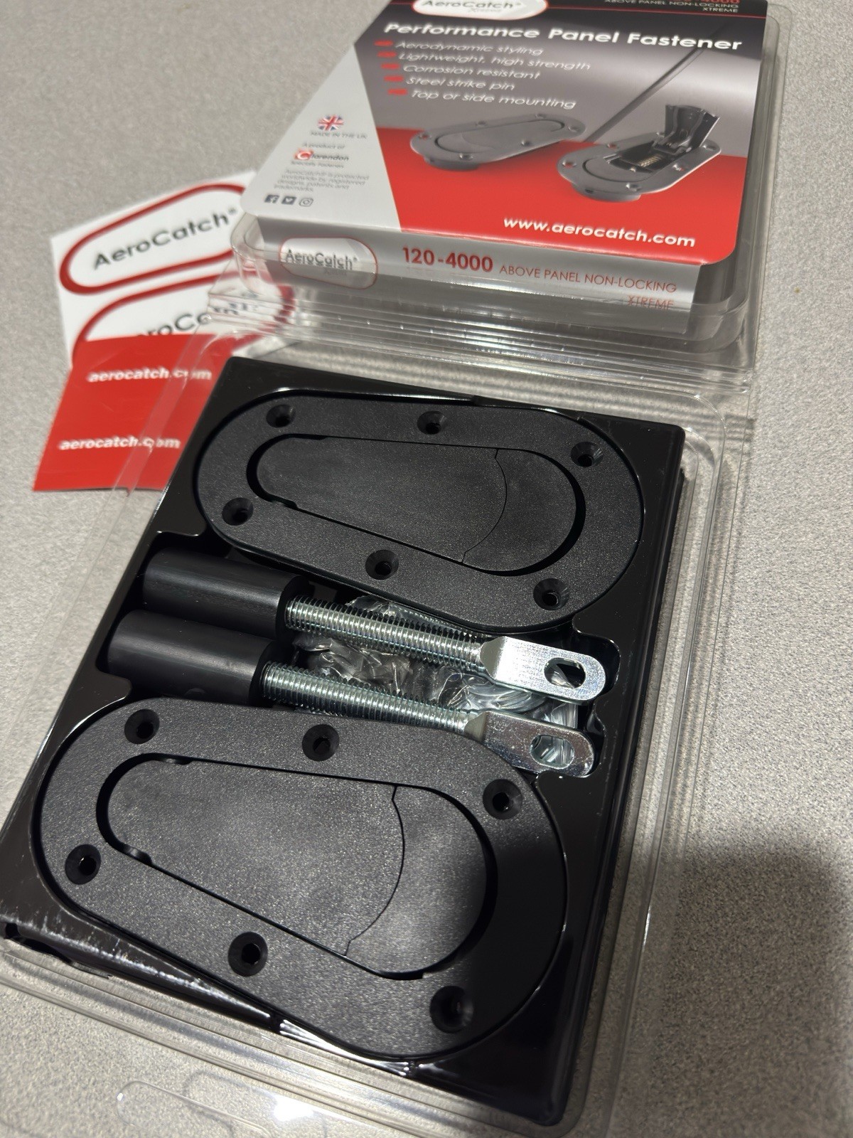 AeroCatch 120-4000 Xtreme Flush Plus Black Hood Steel Pin Latch Set Pair
