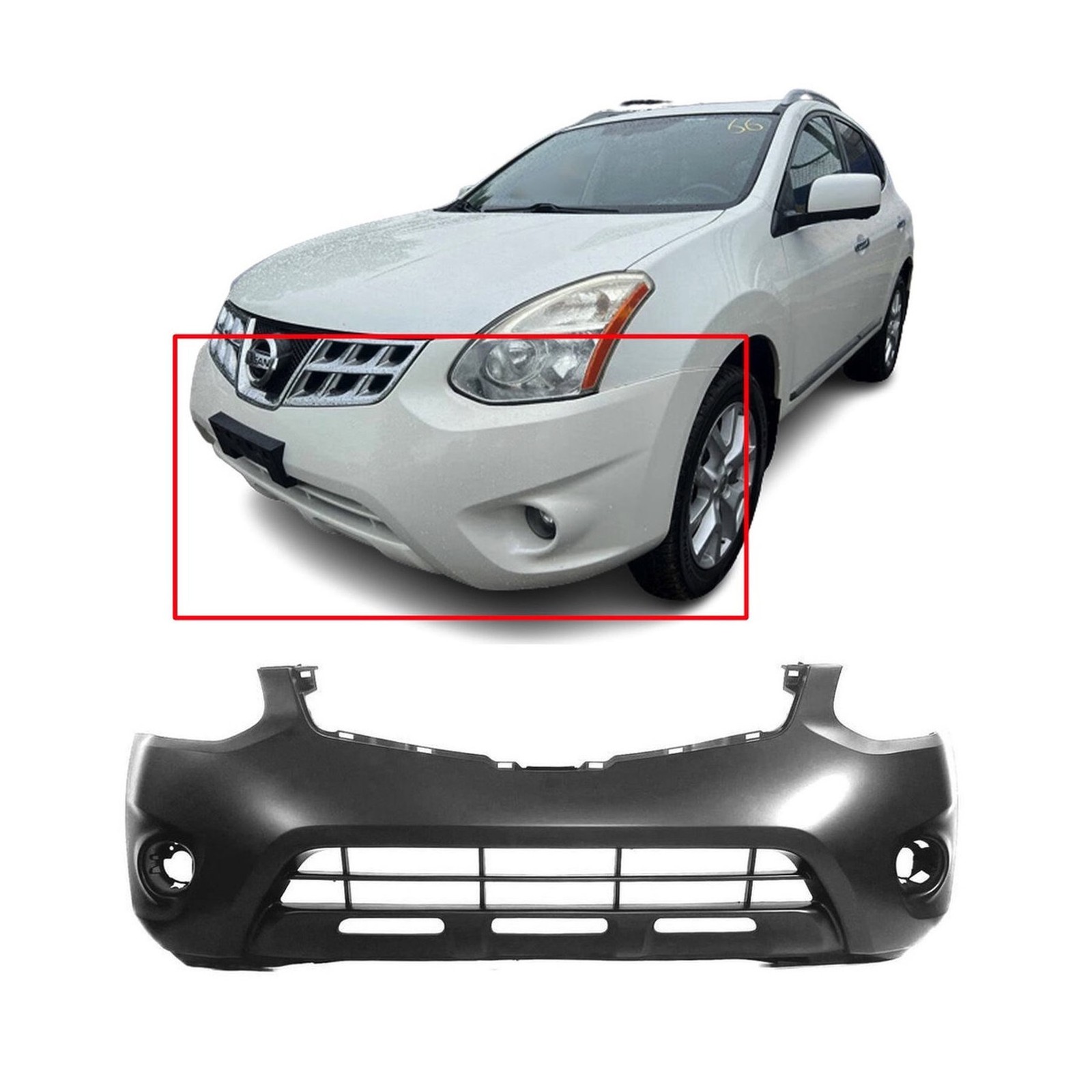 2011-2013 Nissan Rogue Primed Front Bumper Cover NI1000277 620221VK0H