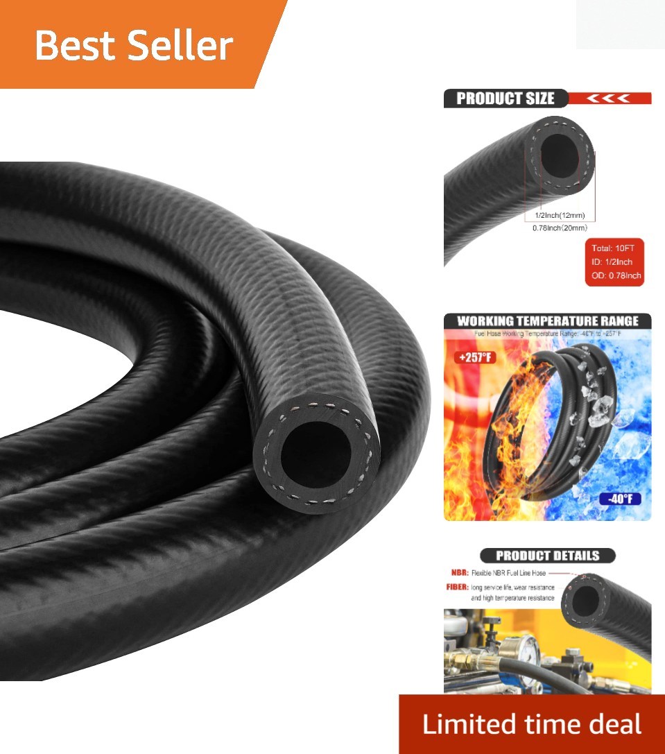 Versatile 10FT NBR Fuel Line Hose 1/2