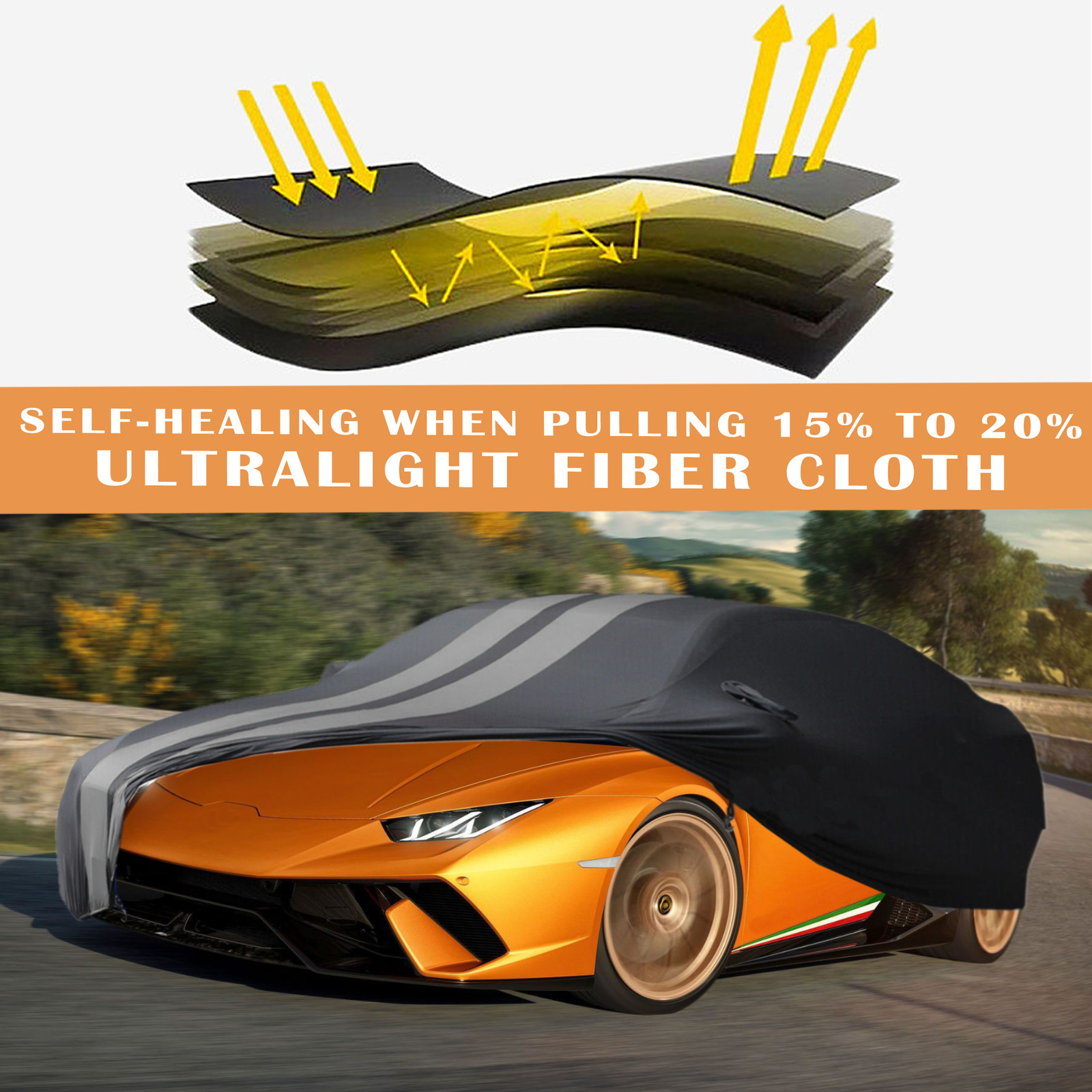 For Lamborghini Huracan Grey Full Car Cover Satin Stretch Indoor Dust Proof A+