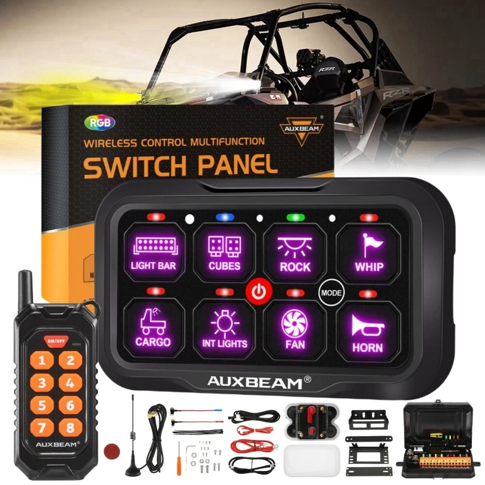 AUXBEAM RC-800 RGB 8 Gang Switch Panel Remote Control LED Light Bar all vehicle