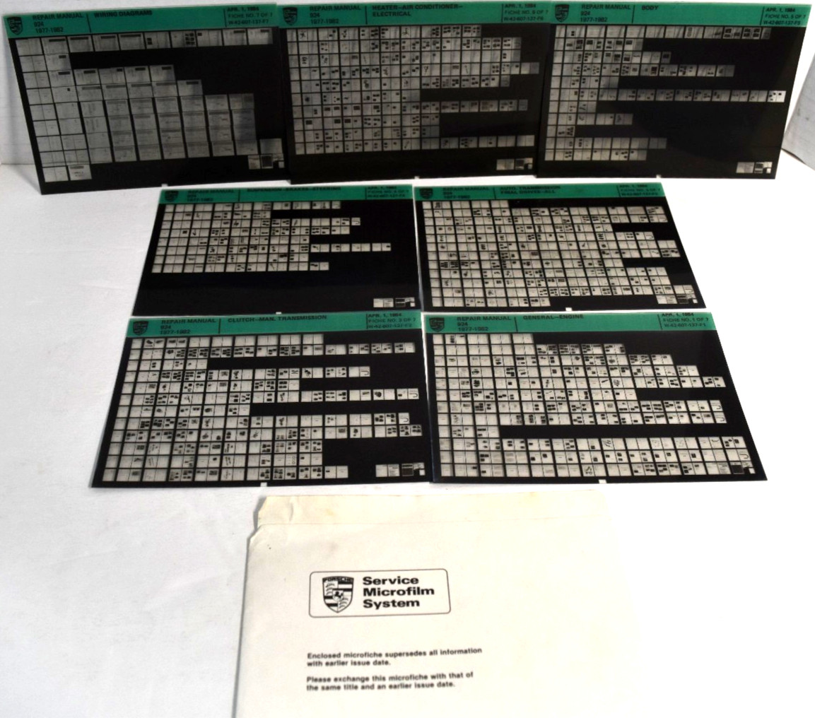 Porsche 924 - 1977-1982 Microfiche Repair Manual Full Set In Great Condition Porsche 924 - 1977-1982 Microfiche Repair Manual Full Set In Great Condition