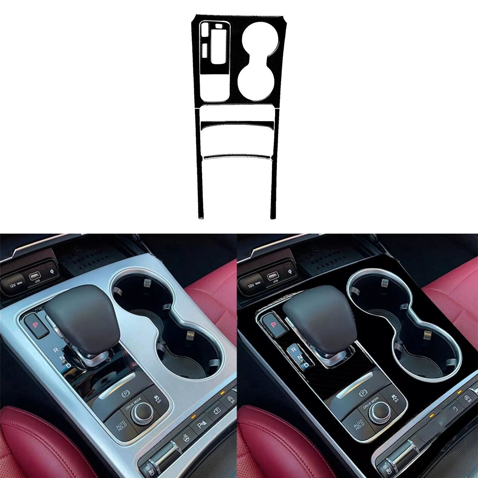 6Pcs Piano Black Center Console Gear Shift Panel Cover For Kia Stinger 2018-2023