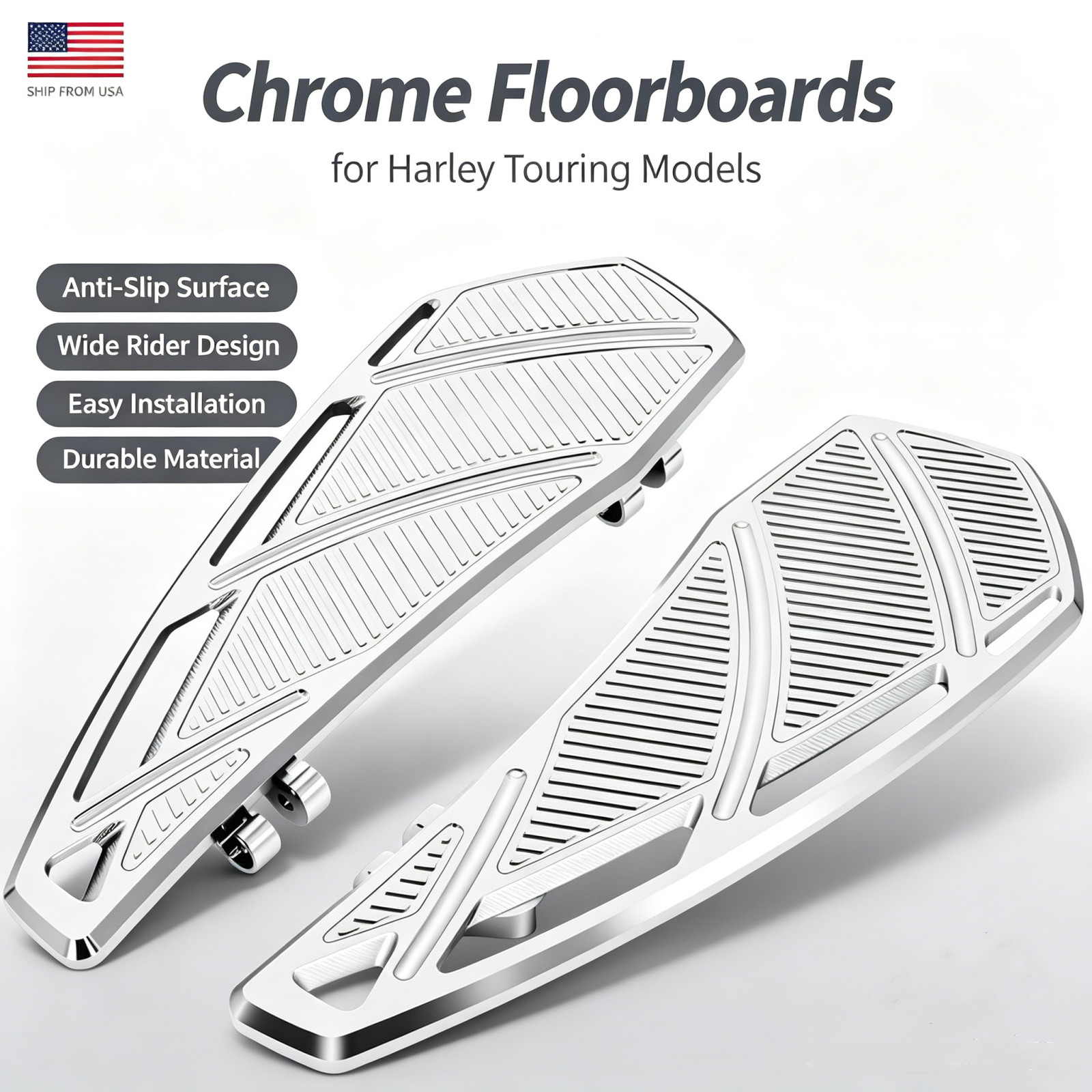 Chrome Front Driver Floorboards Foot Pegs For Harley Touring Trike 1980–2025