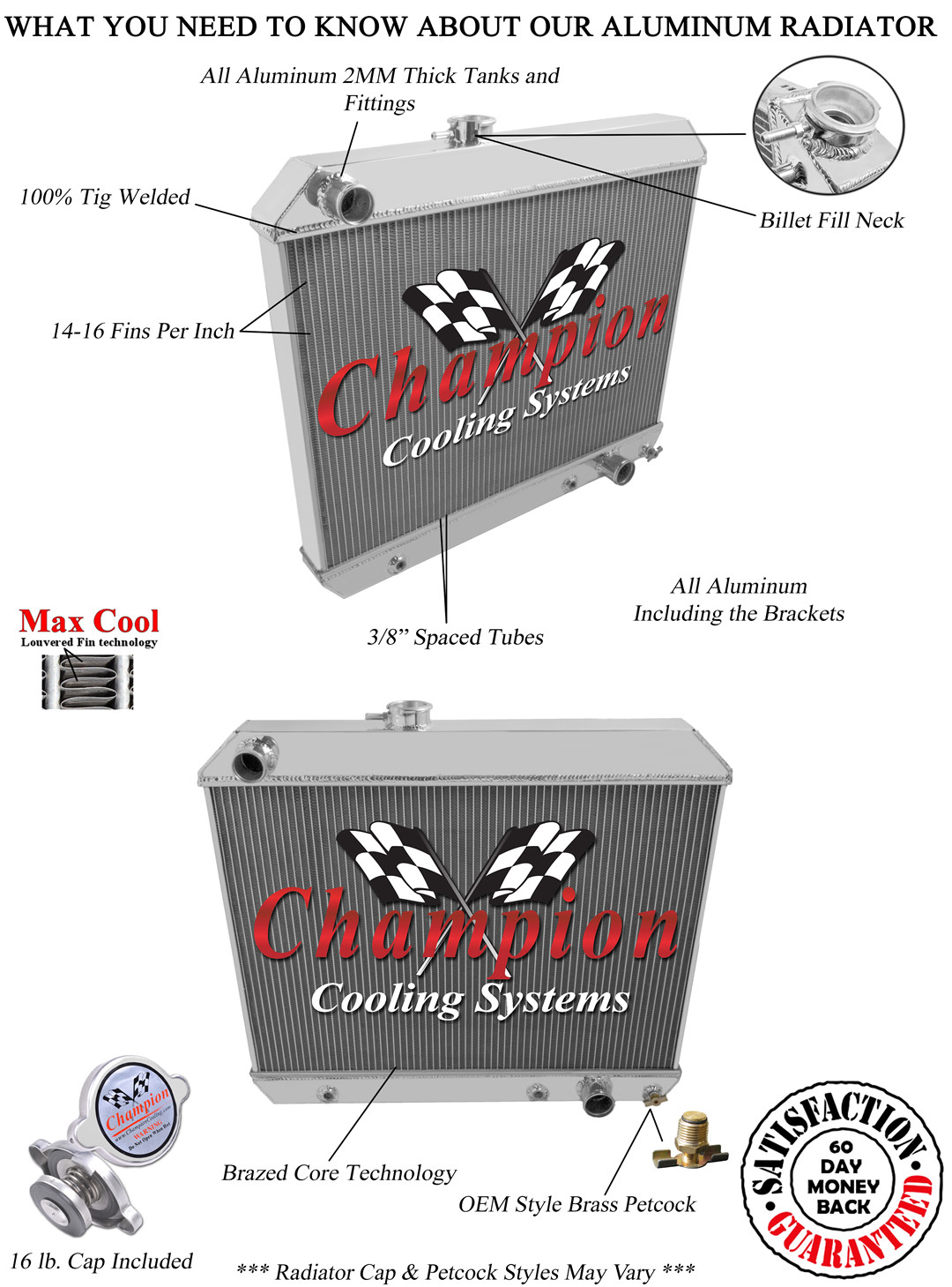 1964 1965 Pontiac GTO 3 Row Champion Advanced All Aluminum Radiator