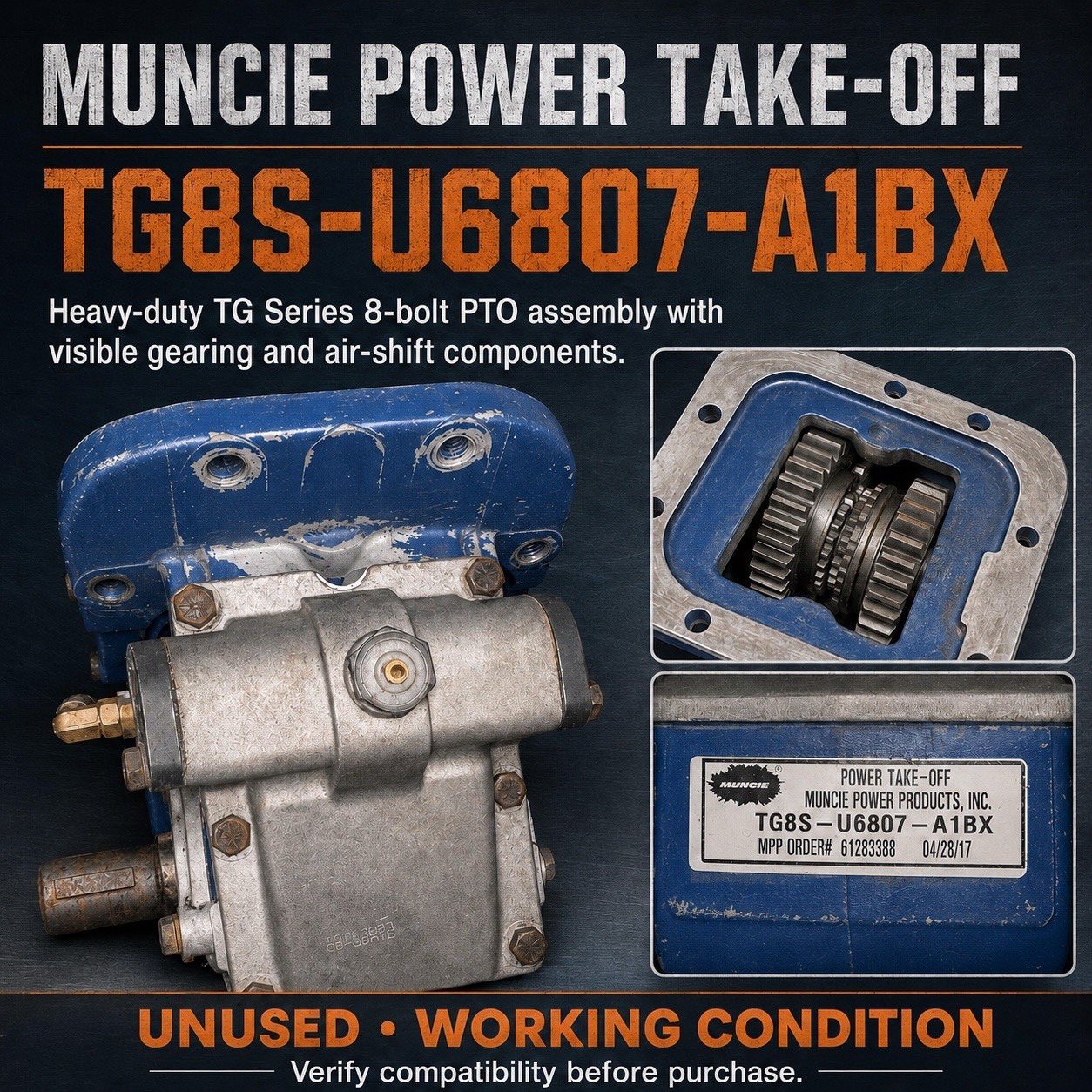 Muncie TG8S-U6807-A1BX TG Series 8-Bolt Power Take-Off PTO Heavy Duty