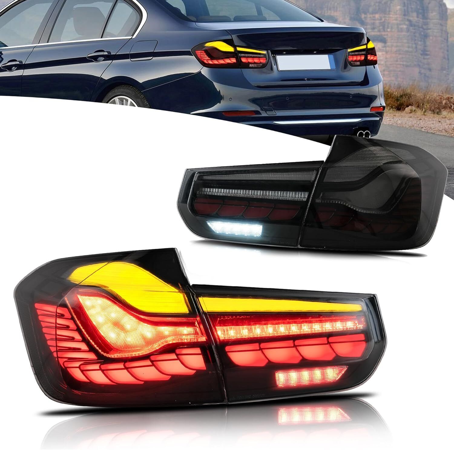 For 2012-18 BMW 3 Series F30 F35 F80 Pair LED Sequential Tail Lights  Rear Lamps