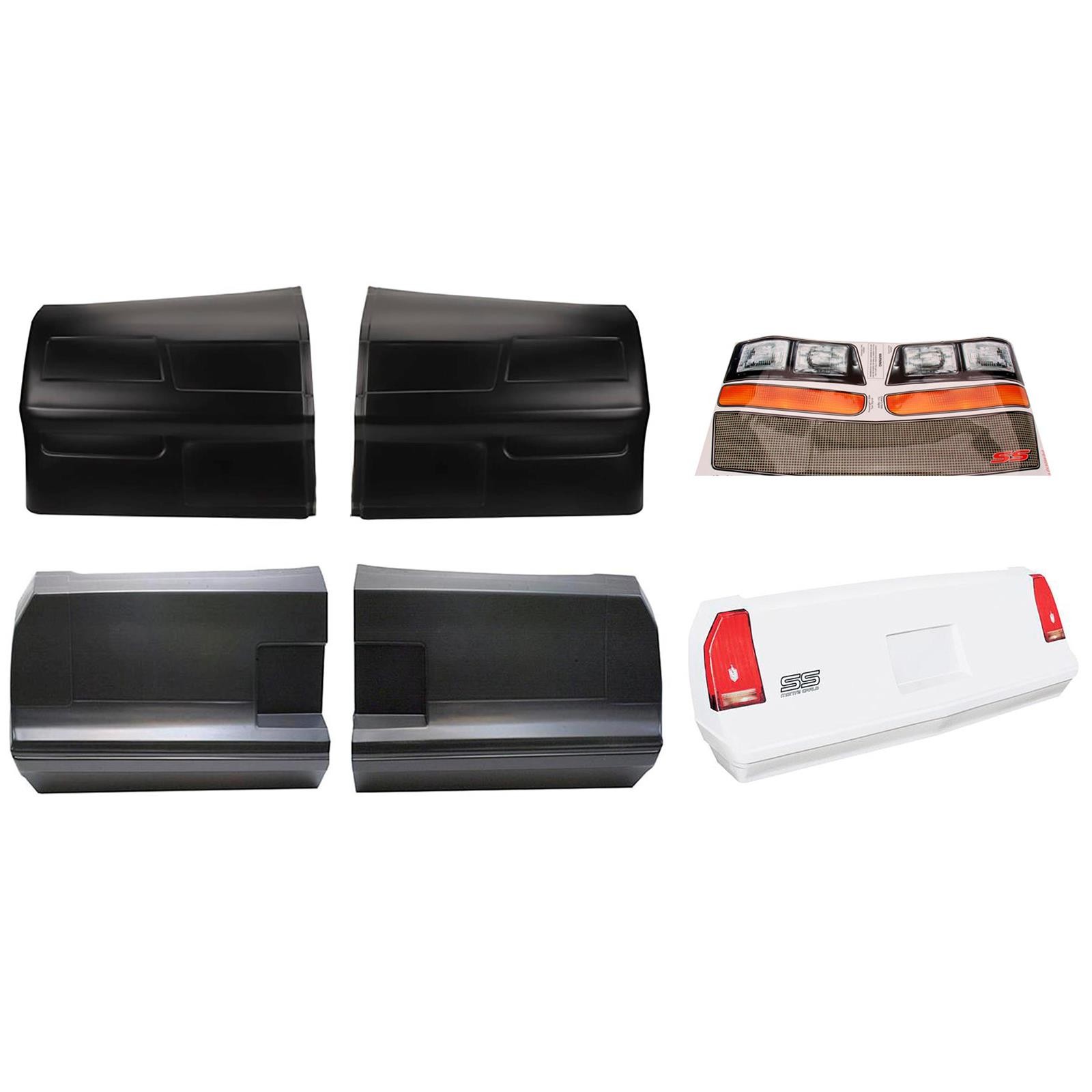 MD3 1981-88 Monte Carlo Stock Car Bumpers/Graphics Kit, Black