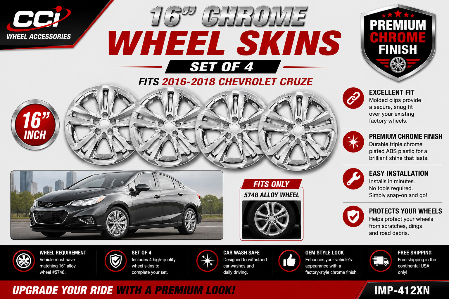 Set/4 2016-2018 CHEVROLET CRUZE # IMP-412XN 16\ Set/4 2016-2018 CHEVROLET CRUZE # IMP-412XN 16\