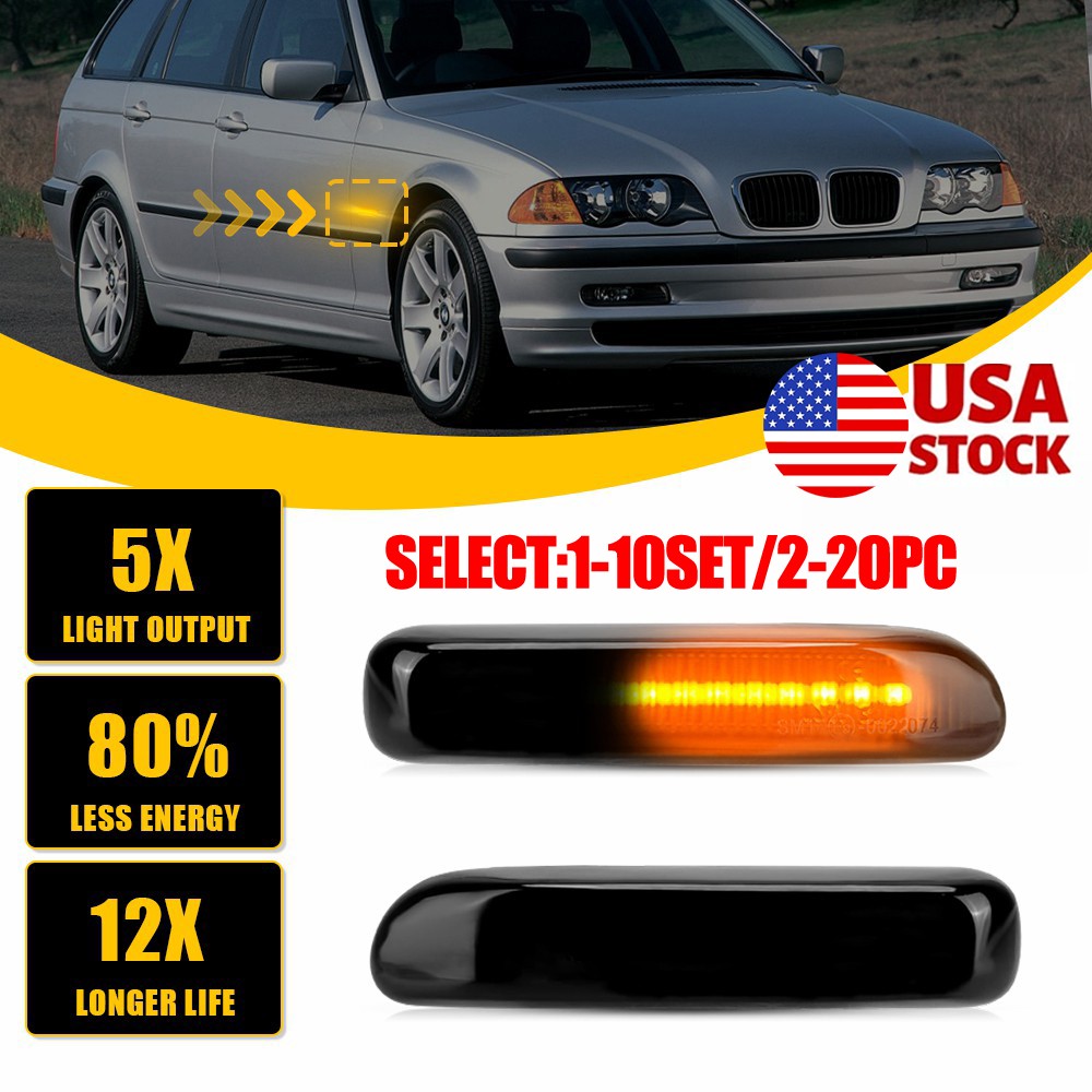 2-20X Fender Side Marker Turn Signal Light Left Right Fit 99-01 BMW 3-Series E46