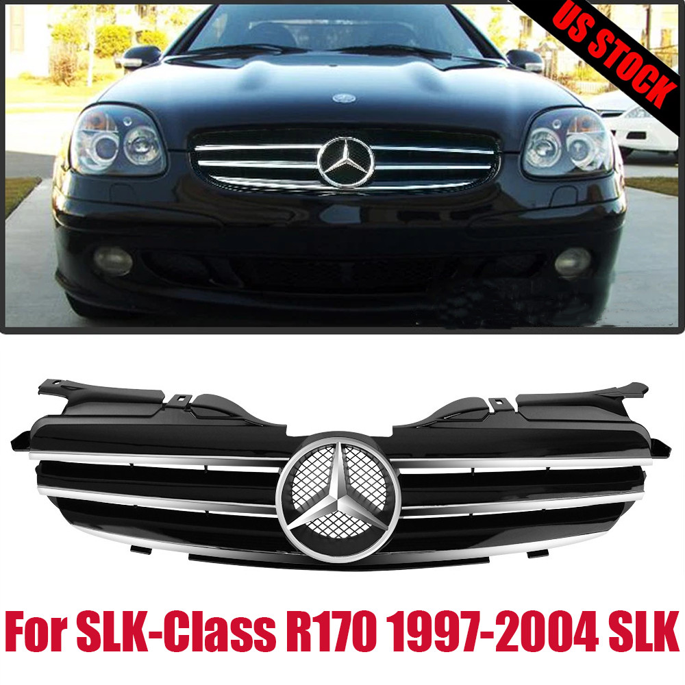 For Mercedes Benz SLK-Class R170 97-04 SLK200 SLK230 SLK320 Chrome Black Grille