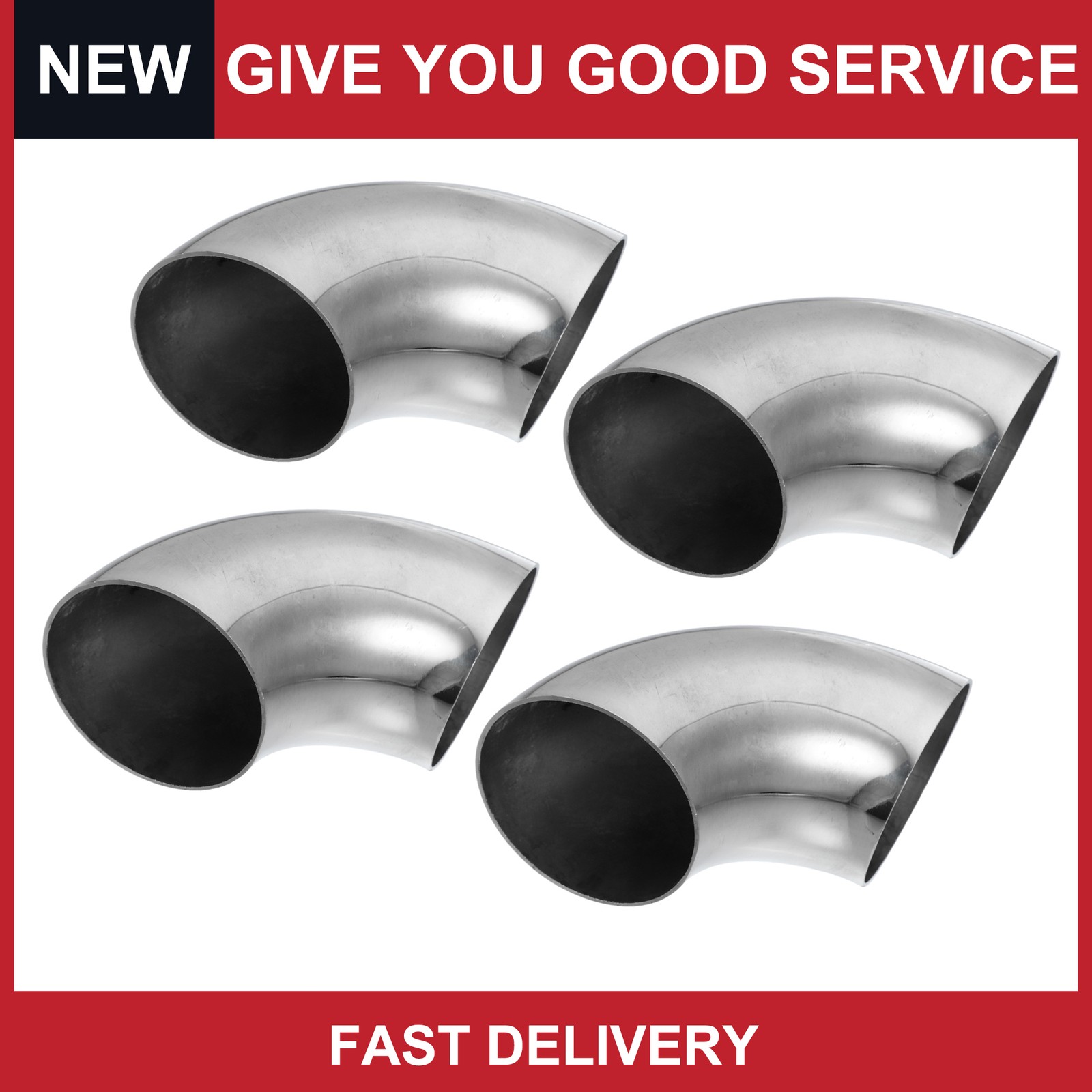 4pcs OD 3\'\' 90 Degree Mandrel Bend Elbow Stainless Steel Bend Exhaust Tube 4 Pc