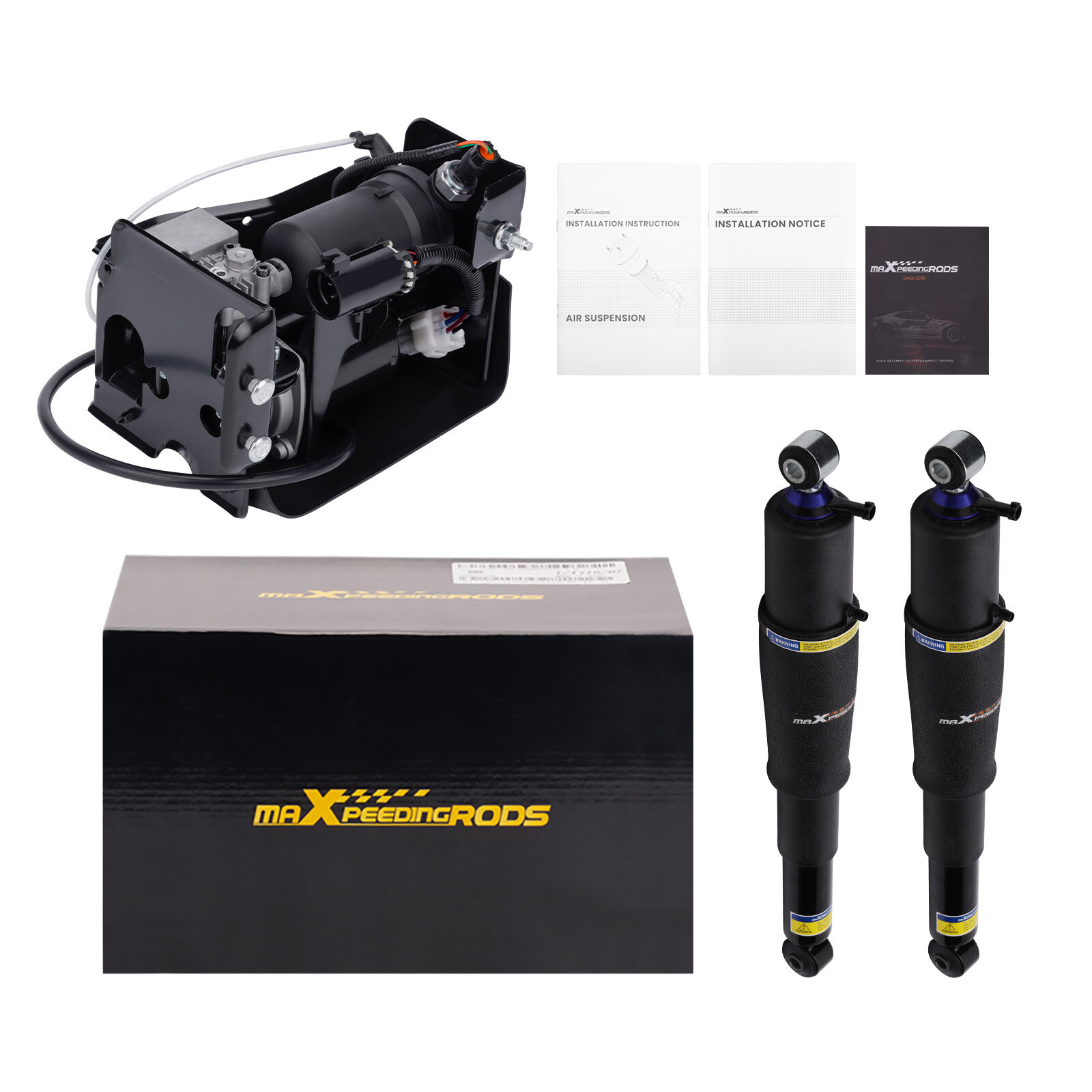 2x Air Suspension Shock + Air Compressor Pump For Cadillac Escalade Suburban GMC