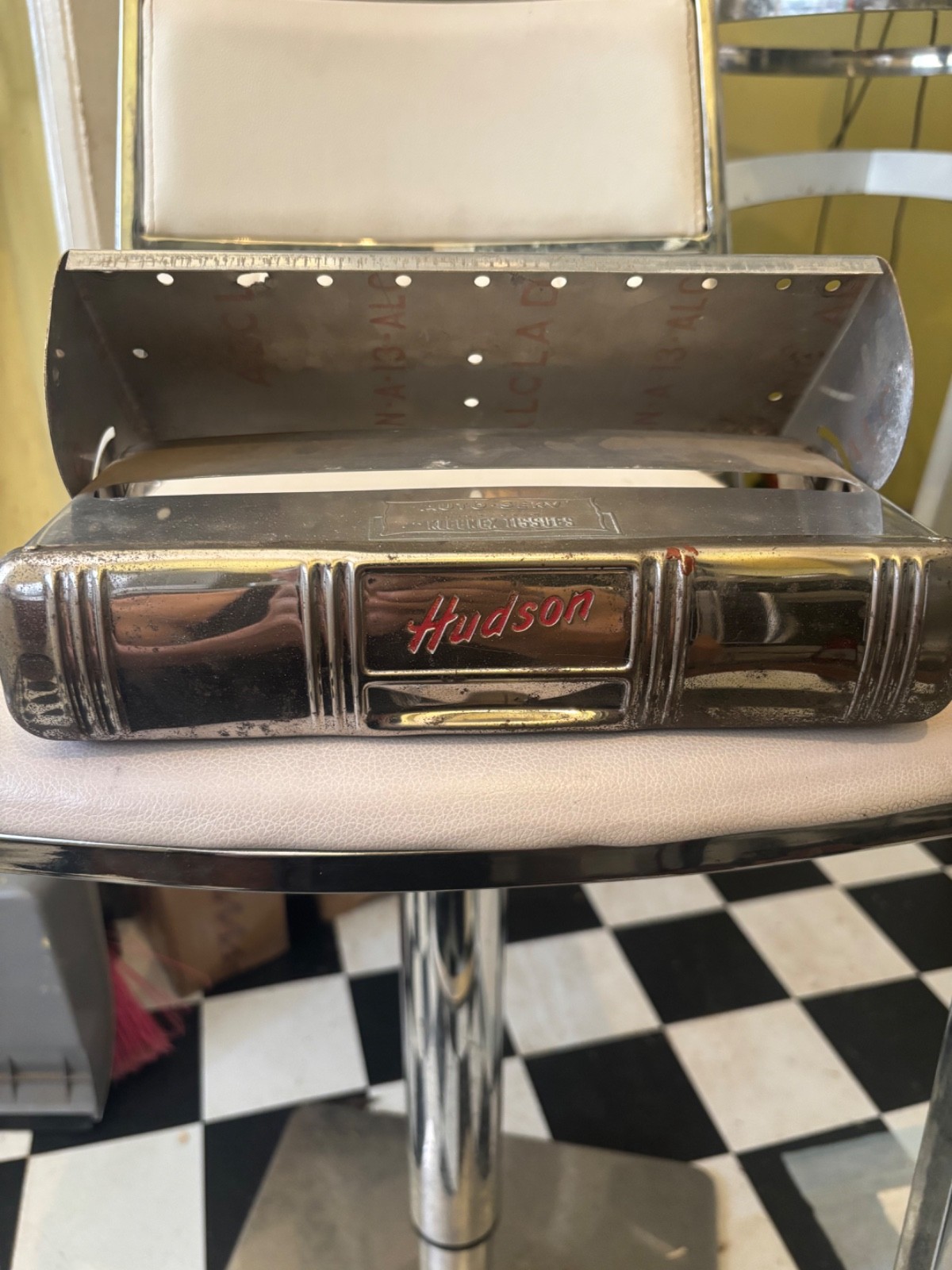 1940s 1950s vintage Huston Auto Serv Under Dash Kleenex tissue Box Holder