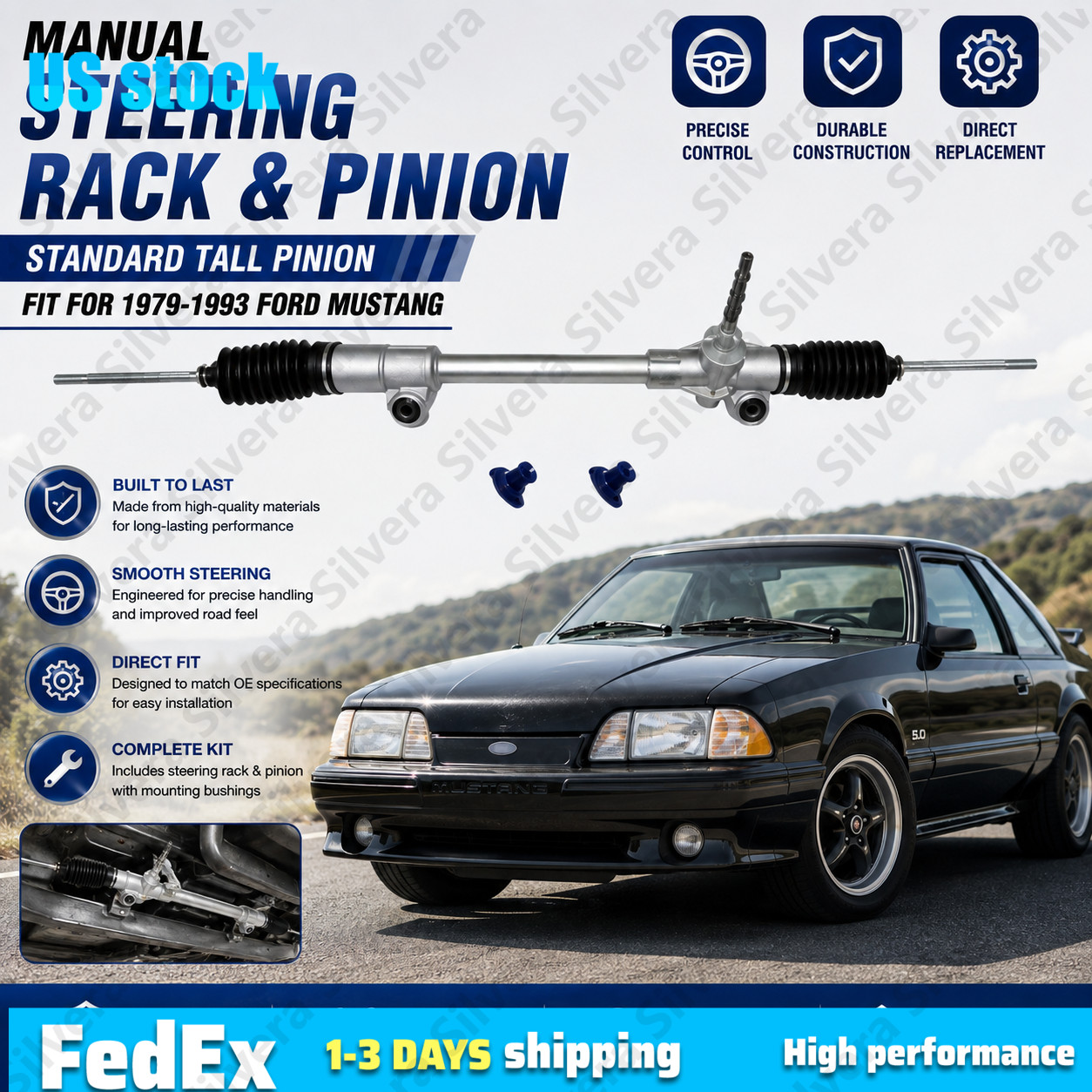 For 1979-1993 Ford Mustang Manual Steering Rack & Pinion Standard Tall Pinion