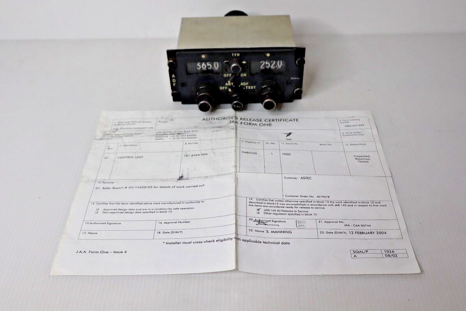 Collins 614L-12 ADF Control 787-6366-006 Inspected JAA FORM ONE Cert