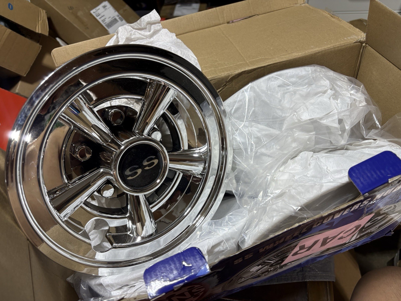 Golf Cart 8 inch SS Wheel Covers Hub Caps Set of 4 Chrome Club Car EZGO Yamaha 