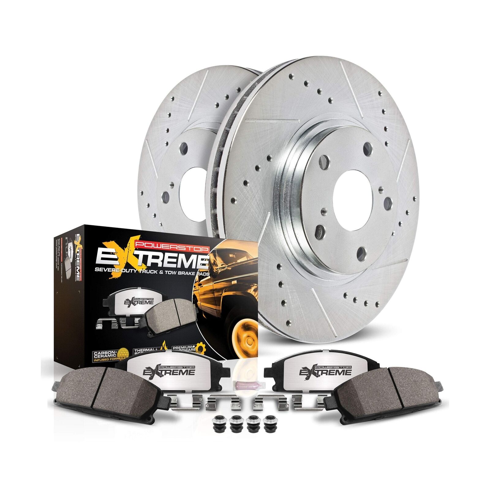 Power Stop K2069-36 Front Truck & Tow Drilled and Slotted Rotors and Z36 Carb...