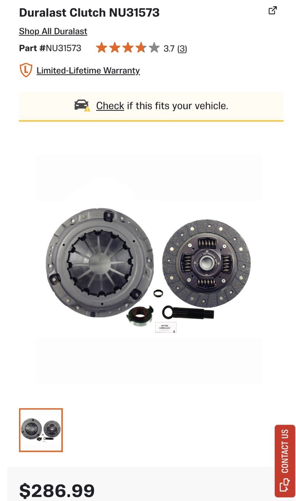 Honda Acura K20a K24a Duralast NU31573 Clutch Kit