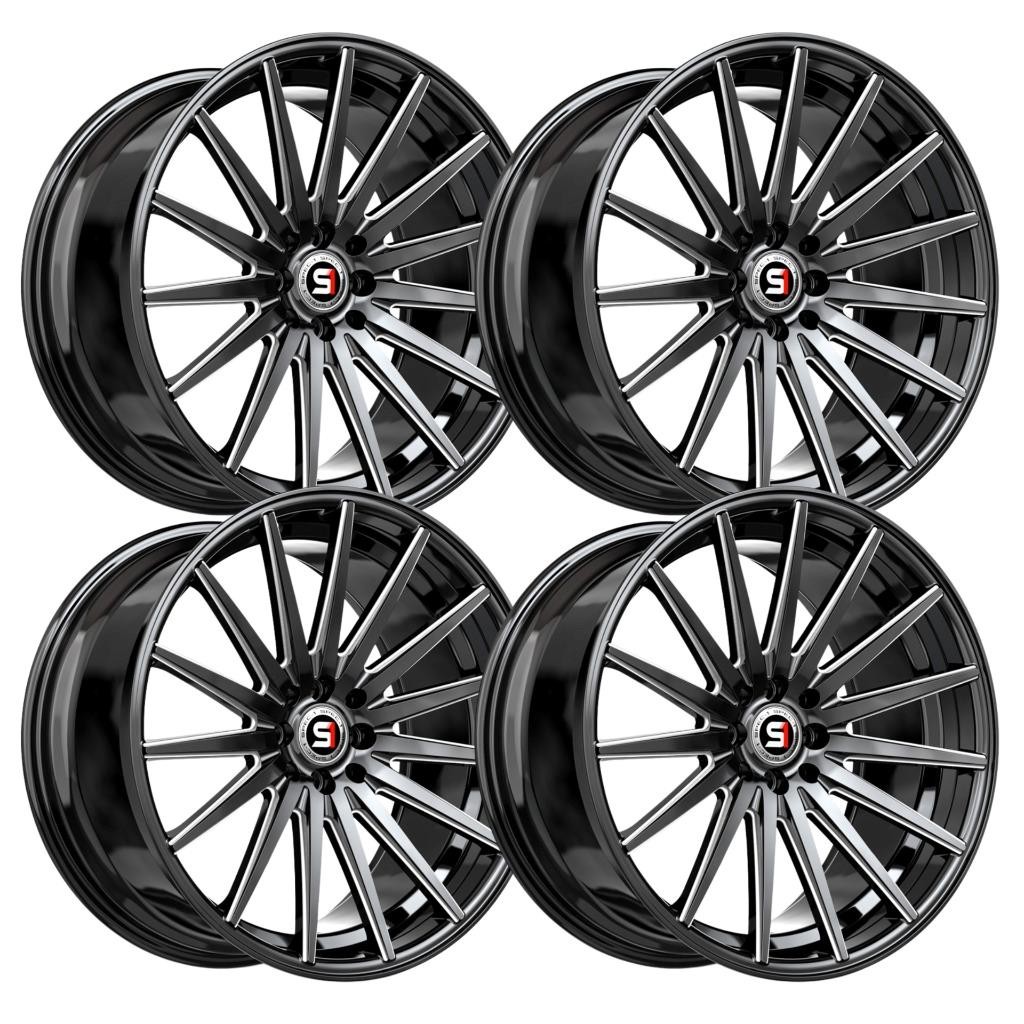 (Set-4) Spec-1 SP-69 19x8.5 5x100 38mm Black Milled Wheels Rims 19 Inch